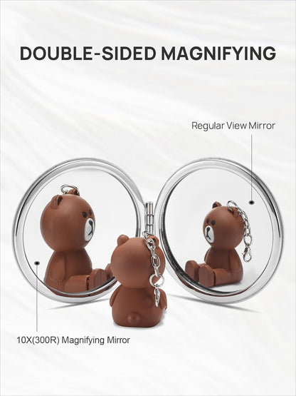 Compact Mirror with 1X/10X Magnification, round with PU Leather, Ultra-Portable for Purses and Travel (Classic Black)