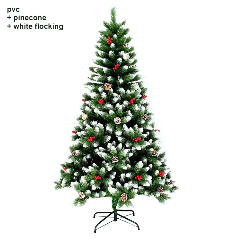 Red Pinecone Snow Christmas Tree - Elegant Realistic Holiday for a Magical Winter Look