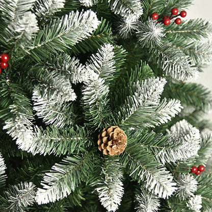 Red Pinecone Snow Christmas Tree - Elegant Realistic Holiday for a Magical Winter Look